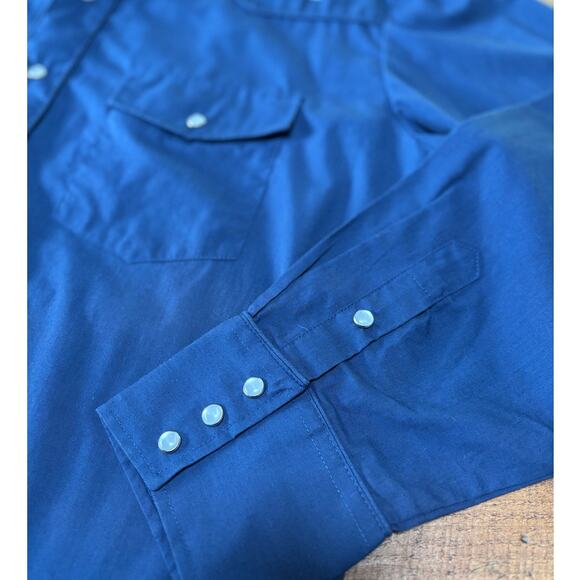 Mens Roper Blue Pearl Snap Western Style Shirt Rose‎ Design Cotton Blend Large - Picture 8 of 8